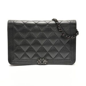 CHANEL Chain Wallet Boy Shoulder Bag Black WS27284